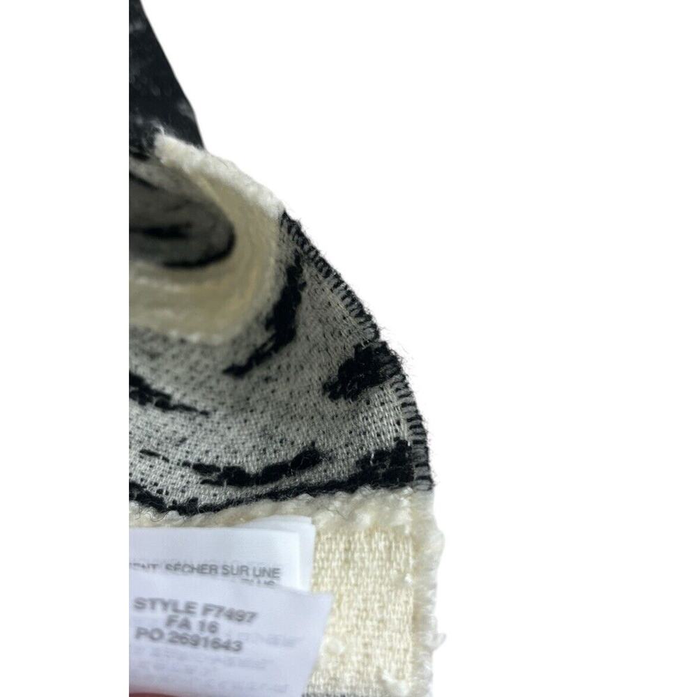 J. Crew Scarf Black Cream Tassels Wrap White Rectangle - Picture 7 of 7
